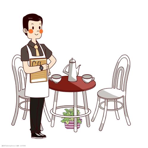 餐厅服务人员插画图片-图行天下图库